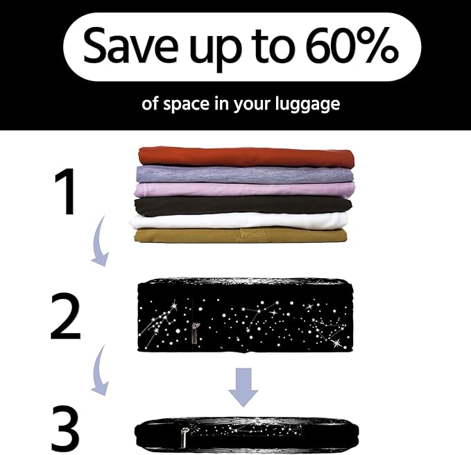 6 Pcs Compression Packing Cubes Waterproof Suitcase Travel Bag Luggage Backpack Organizer Travel Cubes for Packing-Gothic Sty