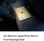 Car Laptop Desk Fit for Tesla Model Y/3, Carbon Fiber Tray, Steering Wheel Table for Eating and Working, Car Tray Table for Driver&Passenger with Dual Folding Strong Hinge