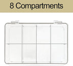 ZEXALOR Plastic Clear Storage Containers, Set of 2 Tea Bag Organizer Boxes 8 Compartments with Lids, Underwear Tie Drawer Org