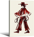 Vintage Western Cowboy Framed Wall Art Decor Red Wine Cowgirl Posters Burgundy Cowgirl Prints Midwest Rustic Cowboy Painting 