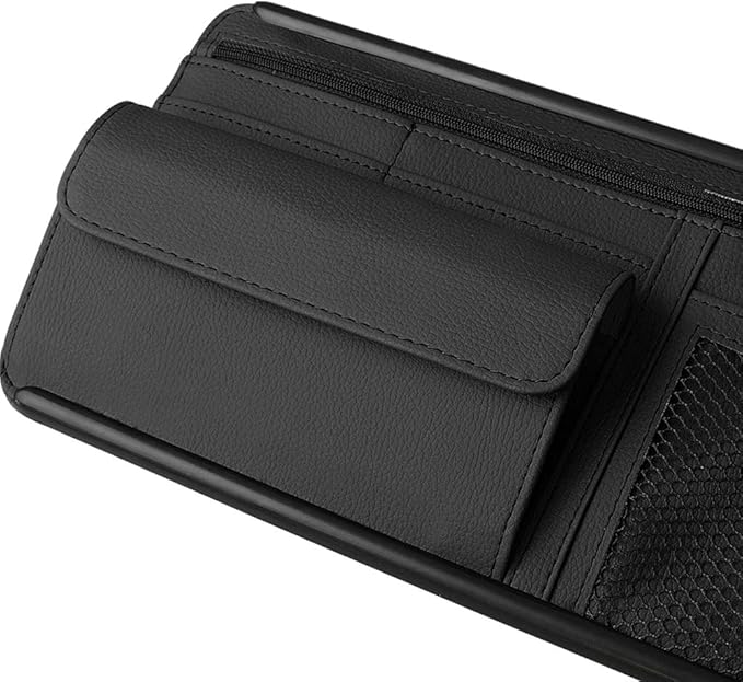 JEYODA Car Sun Visor Organizer Auto Car Visor Pocket and Interior Accessories Car Storage Organizer with Multi-Pocket Net Zippers (Style 2-Pink) 1942