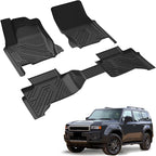 LASFIT Floor Mats for Toyota Land Cruiser 2024-2026/ for Lexus GX550 5-Seat with Cool Box 2024-2026, All-Weather Protection TPE 1st & 2nd Row Car Liners for Toyota Accsessories, Black, Easy to Clean