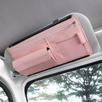 JEYODA Car Sun Visor Organizer Auto Car Visor Pocket and Interior Accessories Car Storage Organizer with Multi-Pocket Net Zippers (Style 2-Pink) 1942