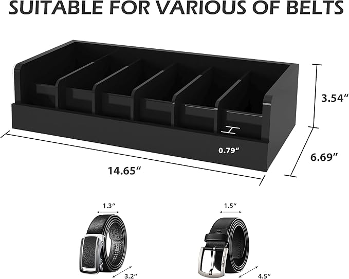 Belt Organizer for Drawer - Bamboo Belt Storage Organizer | Belt Rack for Closet Wall Mount Men Women Tie Sock Bra Scarf Ribb
