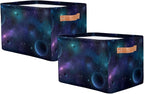 Nebula Galaxy Planet Storage Basket Collapsible Cloth Storage Cube Basket Bins Organizer with Handles Rectangular Large Toys 
