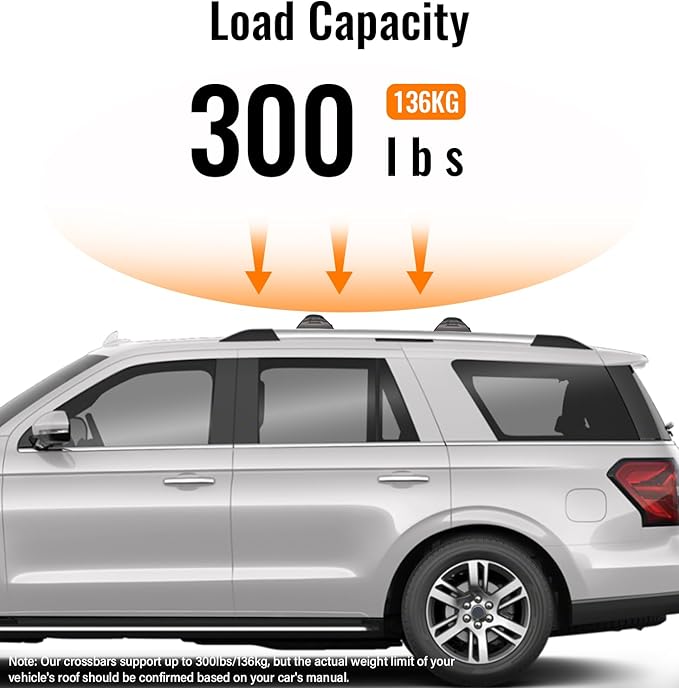 300lbs Roof Rack Cross Bars Compatible with Ford Expedition/Max 2018-2026 & Lincoln Navigator 2018-2024,Rooftop Cargo Carrier Luggage Kayak Bike Snowboard(not for 2025 Lincoln Navigator)