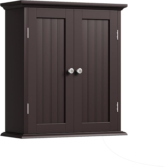 ChooChoo Bathroom Wall Cabinet, Over The Toilet Space Saver Storage Cabinet, Medicine Cabinet with 2 Door and Adjustable Shel