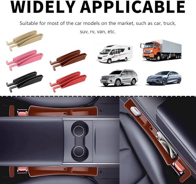 2PCS New Car Seat Gap Filler with 2 Storage Areas,Stylish Car Seat Gap Storage for Stabilizing Phone,Keys Wallet,Universal Car Seat Gap Filler Organizer (Carbon Brown)