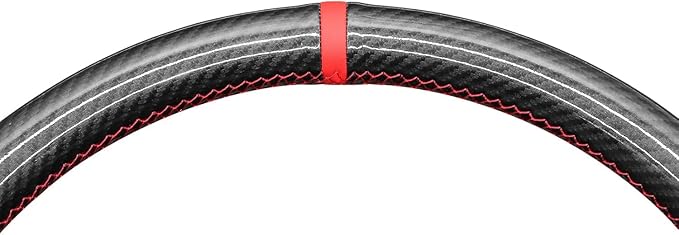 MEWANT Hand Stitch Steering Wheel Cover for Chevy Silverado 1500 Carbon Fiber Hive Embossed Faux Leather Steering Wrap