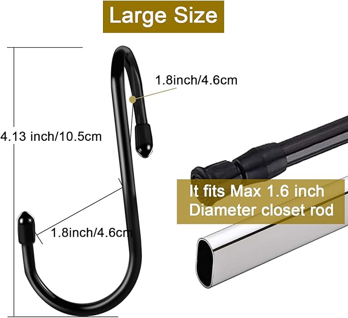 HiGift 12 Pack Purse Hooks for Closet, Non Slip Rubber Coated Closet Rod Hook for Bags, Large Organizer Hooks for Hanging Han