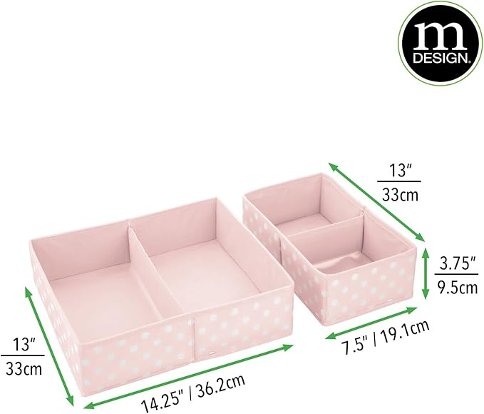 mDesign Fabric Drawer Organizer Bins, Kids/Baby Nursery Dresser, Closet, Shelf, Playroom Organization, Hold Clothes, Toys, Di