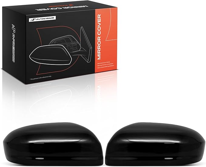 A-Premium 2 PCS Driver and Passenger Side Rearview Mirror Covers Caps - Compatible with Honda Civic 2014-2015 - Smooth Black, Without Turn Signal Hole