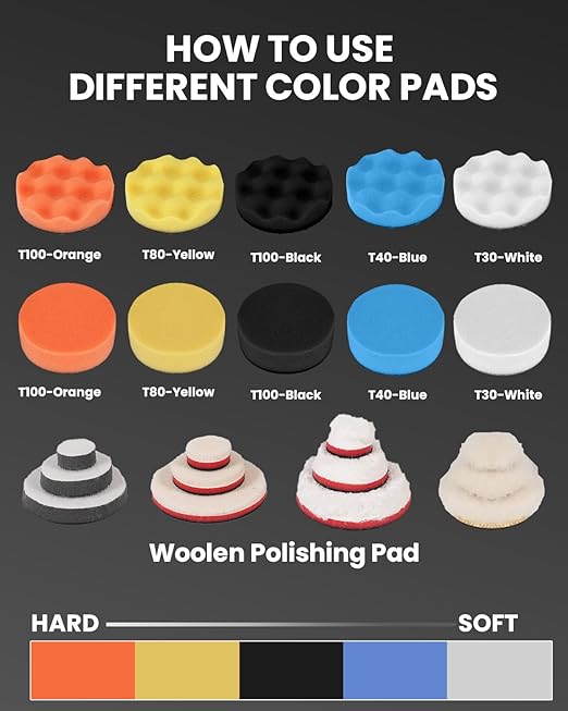 78PCS Drill Polishing Buffing Pads Kit with Buffer Polisher Attachment, 1/2/3 Inch Car Polishing Detailing Wheels for Dremel 