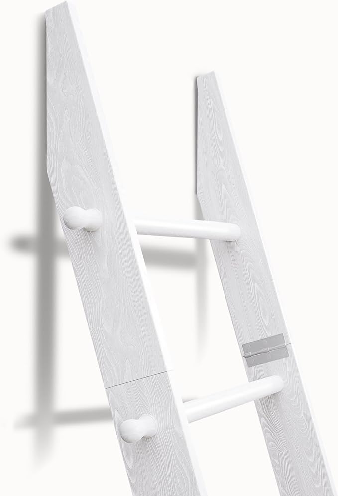 TEAKMAMA 6-Tier Blanket Ladder with Hanging Knobs,5.5 Ft Wall Leaning Blanket Ladders for Living Room Bedroom,Rustic Decorati