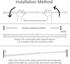 4Pcs Spring Tension Curtain Rod 28-48 Inches Adjustable Shower Curtain, Shower Rods for Bathroom, Kitchen, Window, Closet, Wh
