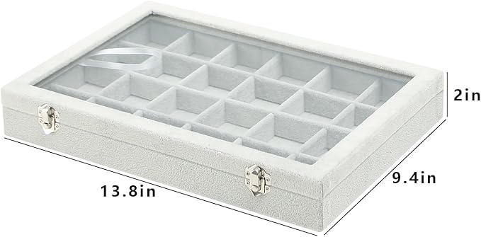 Coward Jewelry Organizer Tray Box, 24 Grids Ring Earring Chain Bracelet Necklace Jewelry Bead Display Holder Tray Case with T