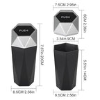Car Trash Can Bin,Small Garbage Can with Lid,Automotive Cup Holder Mini Cars Trashcan,Portable Door Trash Cans,Car Essentials Gadgets Dustbin (2Pcs, Silver)