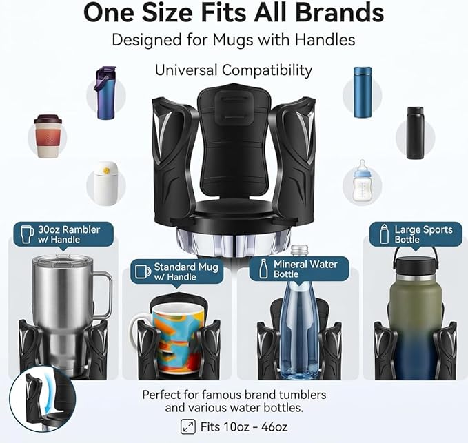Cup Holder Expander for Car – Fits Most Vehicle Models, Extends Cup Holder Depth, Durable ABS Plastic (Silvery)