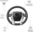 Hand-Stitched Steering Wheel Cover with Microfiber Leather Fit for Toyota Prius 2010-2015/Prius V Prius C 2012-2017/Aqua 2014 2015/Prius Plus 2013/Prius Plug-in Hybrid 2013 DIY Car Interior