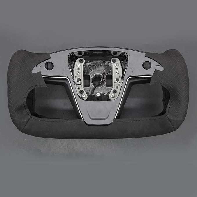 MEWANT Hand Stitched Tesla Model S Yoke Real Leather Steering Wheel Cover Wrap for Tesla Model S 2021-2023 / Model X 2021-2023 Tesla Yoke Steering Wheel Accessories