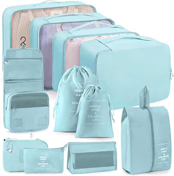 Packing Cubes 11 PCS, Mesh Breathable Luggage Organizers Bags, Packing Organizers, Durable Travel Essentials Bags Set, Travel