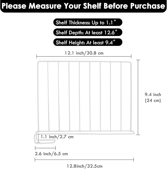 Shelf Dividers, 8 Pack Closet Organizers and Storage, Metal Closet Dividers Shelf Organizer for Wood Shelves, Linen Closet Or