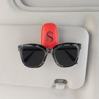 Customizable Sunglasses Visor Clip with Card Holder - Vegan Leather Magnetic Car Accessory, Universal Sun Visor Organizer for Men and Women Drivers