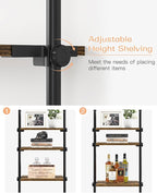 ALLZONE Adjustable Tall Narrow Bookshelf for Bedroom, 4-Tier Ladder Bookcase for Small Spaces, Tension Mount Tall Skinny Book