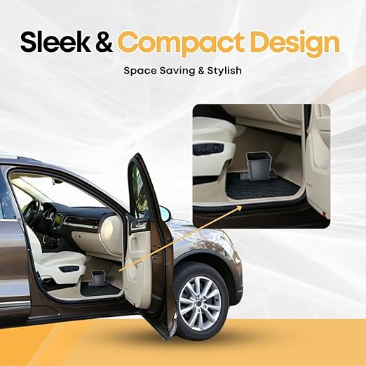 Car Trash Can for Vehicles Leakproof Compact Garbage Bin w/Stability Flap, Anti-Slip Base, Portable Trash Holder for Cars, Trucks, SUVs, Minivans (Gray, Small)