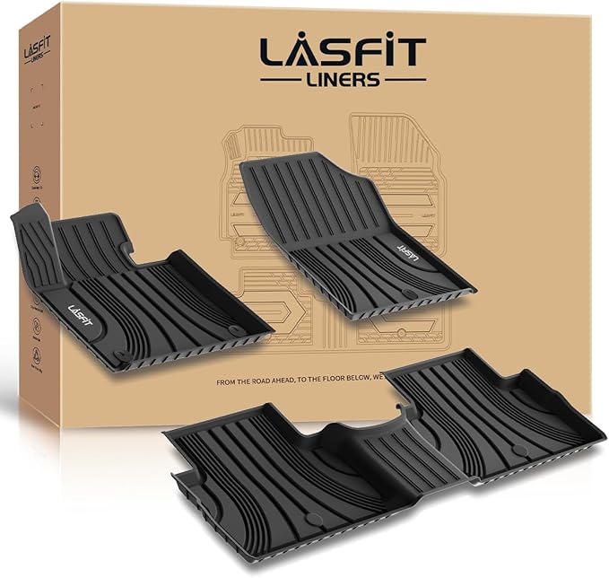 LASFIT Floor Mats for Hyundai Santa Fe 2021 2022 2023 (Only Fit Gas, Not Fit Hybrid or PHEV), All Weather TPE Custom Fit Car Floor Liners 1st & 2nd Row Mats Accessoires, Black