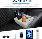 Car Back Seat Organizer, Leather Automotive Rear Seat Couch Cup Holder Expander Tray, Vehicle Cup Holder Tray Holds Snacks Remotes Phones for Truck RV Boat Couch Pillow Bed (Gray)