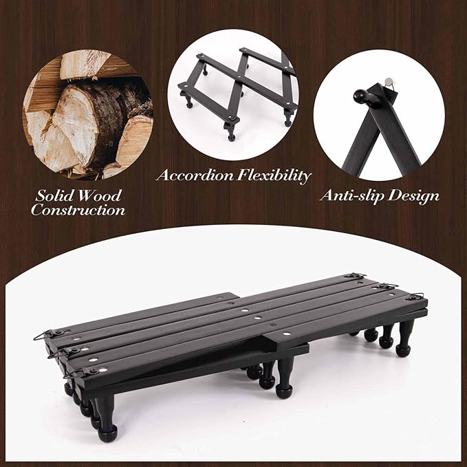 SCUNDA Accordion Wall Hanger with 16 Hooks, Wooden Wall Expandable Coat Rack for Coat, Hats, Baseball Caps, Coffee Mug, Jewel