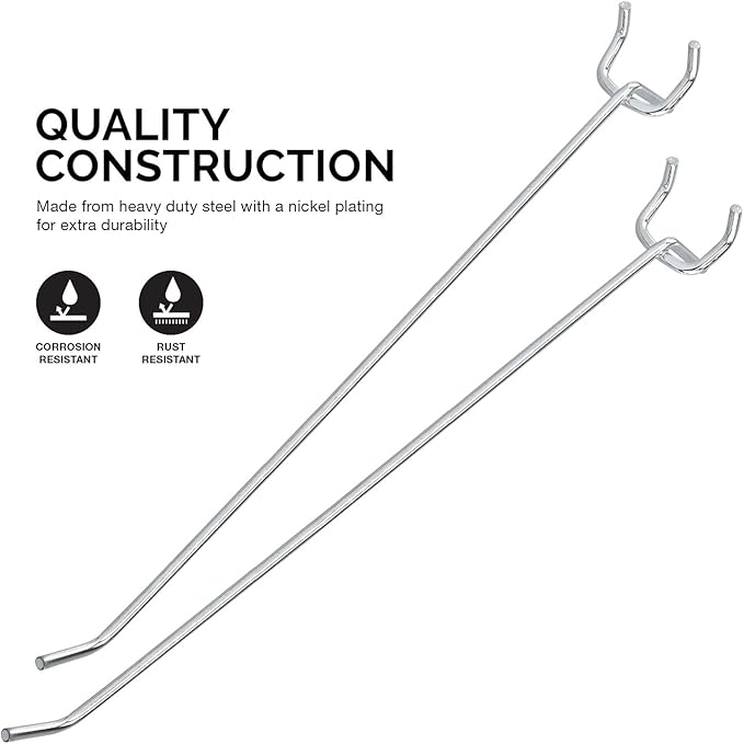 Neiko 53104A 8” Pegboard Hook Organizer Kit, 50 Pack, Hanging Hooks Set for Garage Organization, Great for Wall Hanging and S