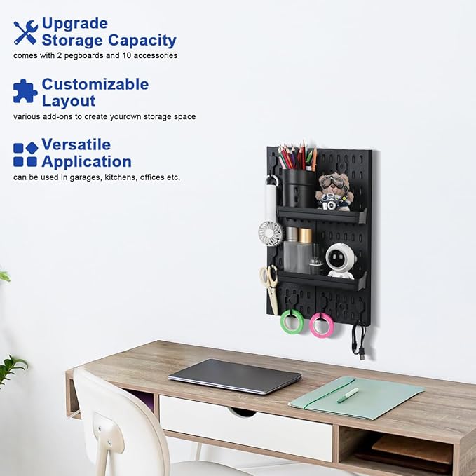 Pegboard Wall Organizer - Modular System for Gaming Setup, Office & Kitchen Storage Solutions Create A Perfectly Structured S