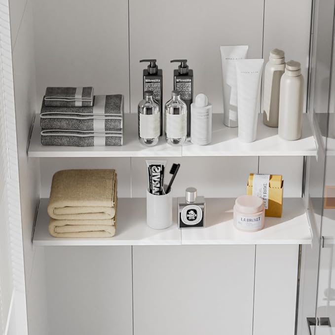 Expandable Closet Organizer Shelves, 3 Pack Adjustable Metal Storage Shelves Dividers for Wardrobe Cupboard Kitchen (White,7.