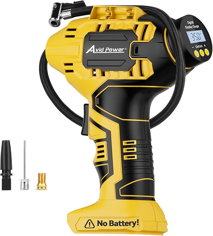 AVID POWER Tire Inflator (Battery Not Included), Compatible with DeWalt 20V Max Batteries of DCB Series, Not for Avid Power Batteries, Portable Air Compressor, Air Pump for Car, bike, ball