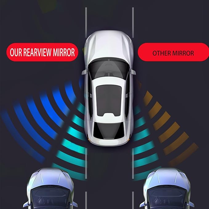 Blind Spot Mirror, Left and Right Adjustable Rearview Mirror Car Auxiliary Wide Angle Mirrors Stick for Universal Cars Truck SUV, Dark Grey