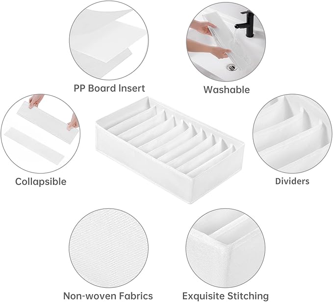 4 Packs T-shirt Drawer Organizers for Clothing,10 Grids Compartment Wardrobe Storage Box, Clothes Organizer for Folded Clothe