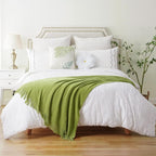 BATTILO HOME Apple Green Throw Blanket for Couch, Soft Chenille Knit Throws with Tassels for Home Decor, Spring Green Throws 
