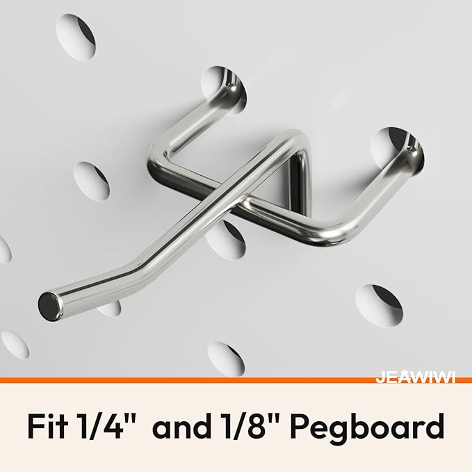 JEAWIWI 120 Pack 2 Inch Metal Pegboard Hooks, Fit 1/4 in and 1/8 in Peg Board Organizer Accessories, for Hanging Storage, Gar