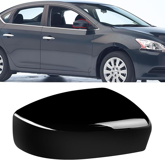 Moonlinks Compatible with Nissan Sentra 2013 2014 2015 2016 2017 2018 2019 Right Side Mirror Cover Replacement, Glossy Black Right Passenger Side Door Rearview Side Mirror Cap Trim