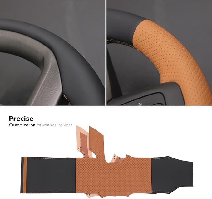 MEWANT Steering Wheel Cover for GMC Sierra Steering Wheel Cover for GMC Sierra 1500 / Sierra 1500 Limited/Sierra 2500 / Sierra 3500/ Yukon (XL) Hive Microfiber Leather