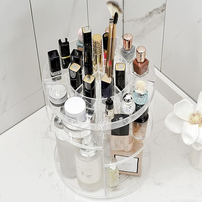 Makeup Organizer Rotating 360 Degree Crystal Jewelry Cosmetic Perfume Display Box Desktop Lipstick Organizer