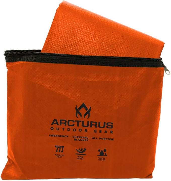 Arcturus Insulated Tarp, Reusable Heavy Duty Thermal Survival Blanket – 60x82in, Reflects 90% Body Heat, Waterproof, Windproo