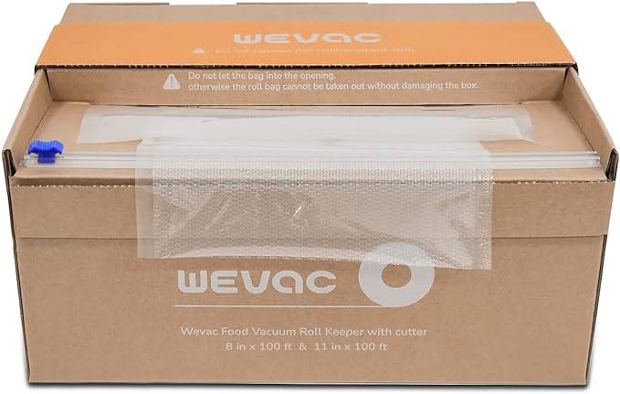 Wevac 8''x100' & 11''x100' 2 Rolls Food Vacuum Seal Roll Keeper with Cutter, Ideal Vacuum Sealer Bags for Food Saver, BPA Fre