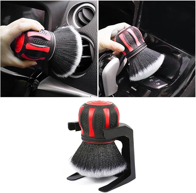 AUCELI Car Detailing Brush, Ultra Soft Auto Interior Dusting Brush with Storage Rack, Car XL Synthetic Brush Cleaning Tool, U