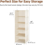 StorageWorks 5-Shelf Hanging Closet Organizers, Foldable Closet Storage Organizer with 2 Side Pockets, Portable Hanging Shelv