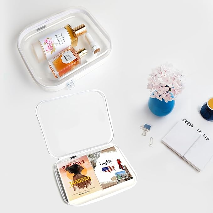 YQBRAO Hard Sided Clear Zipper Case for Storage- Professional-Grade Plastic Clear Zipper Pencil Case,Toy Storage Bins, Toilet