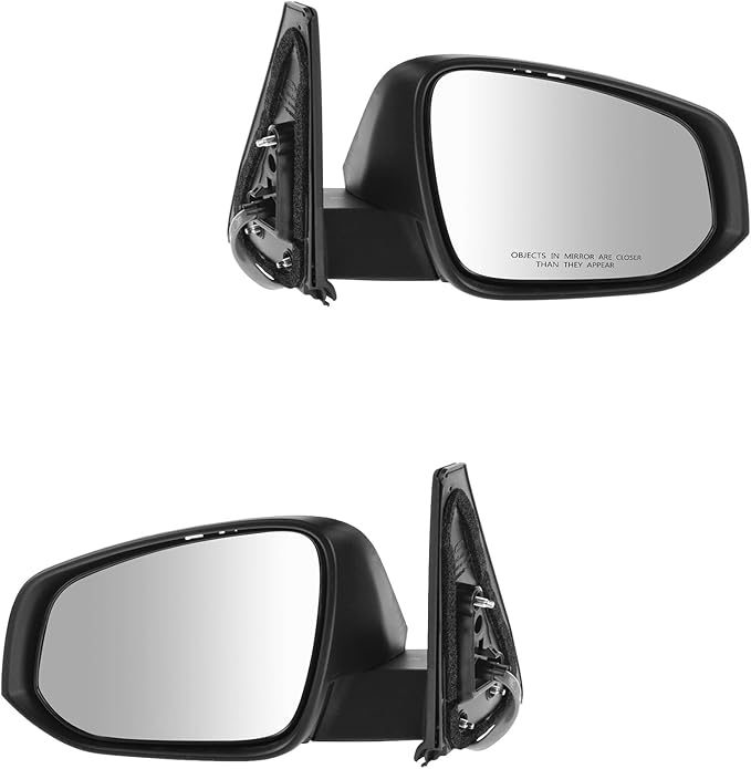 TRQ 2 Piece Driver and Passenger Side Mirror Assembly Set Electric Adjustment Heated No Memory Black Compatible with 2014-201