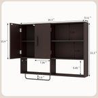 Medicine Cabinet, Wooden Bathroom Wall Cabinet with 2 Doors, Adjustable Shelves & Towel Bar, Over Toilet Storage Cabinet Wall